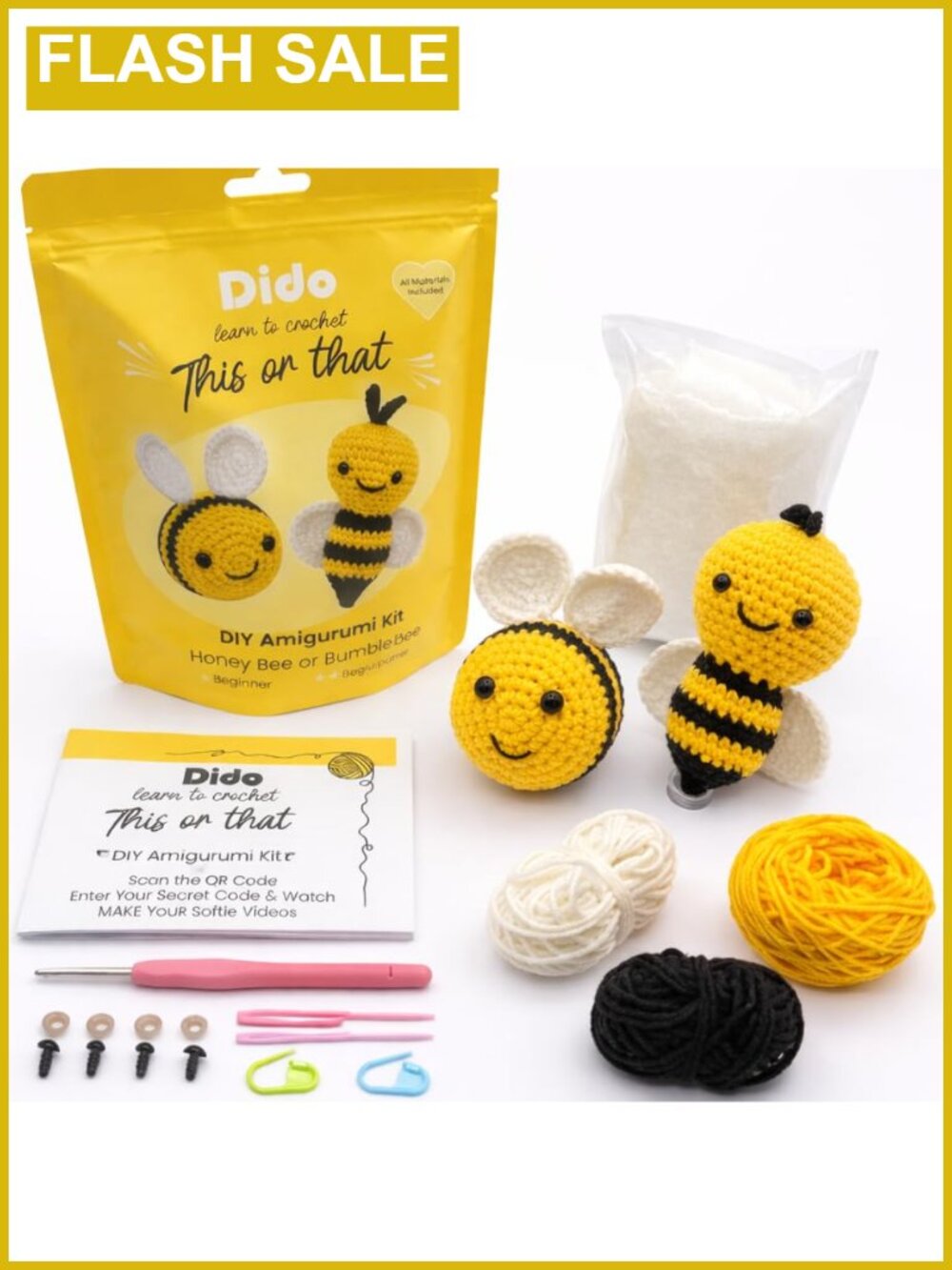 Beginner Crochet Kit Amigurumi Animal DIY Craft Gift Set with Cotton Yarn Hook